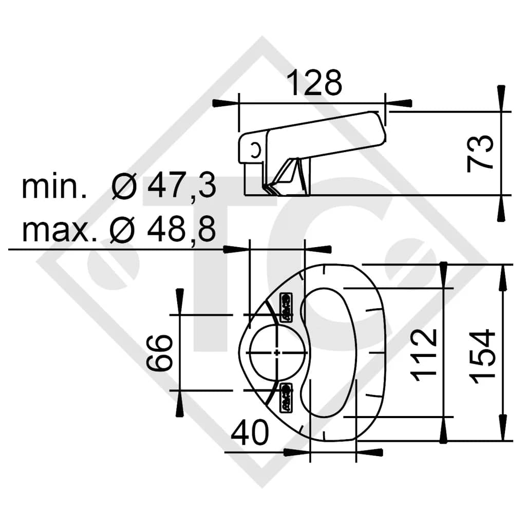 Manija de maniobra 48 mm para remolques y maquinaria
