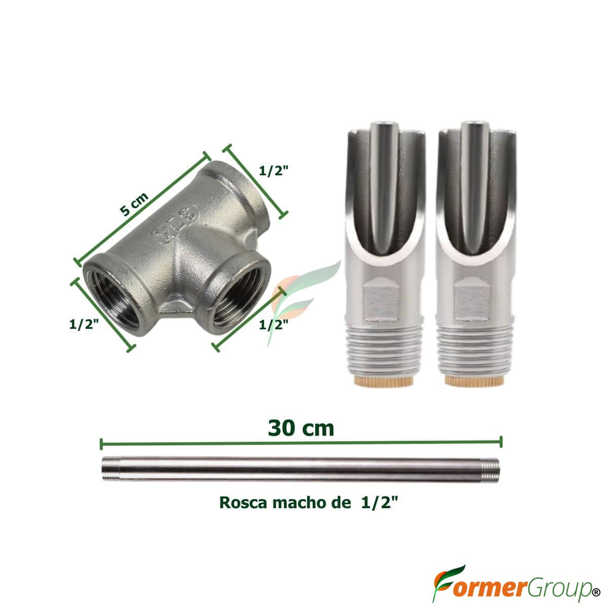 Kit Bebedero Cerdos 2 Chupos 1/2 Tubo 30cm Ahorro Agua