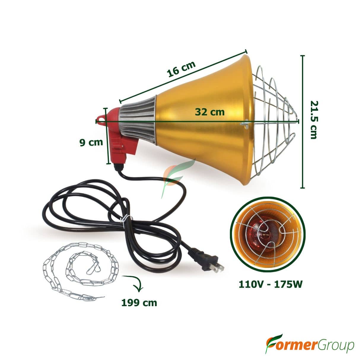 Lámpara infrarroja para lechón 220V