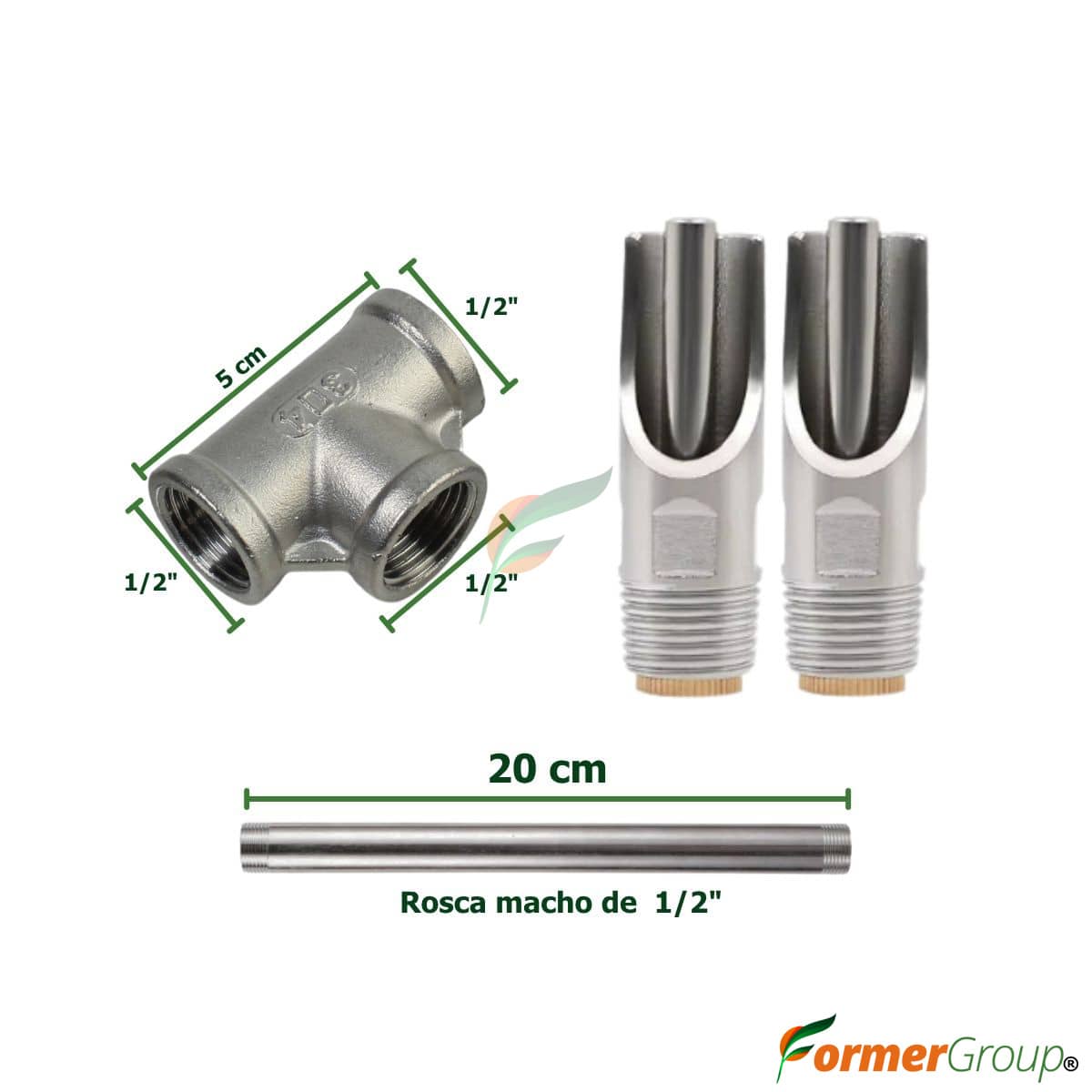 Kit Bebedero Cerdos 2 Chupos 1/2 Tubo 20cm Ahorro Agua