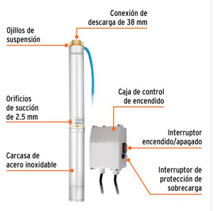 Bomba sumergible, tipo bala - 2 HP