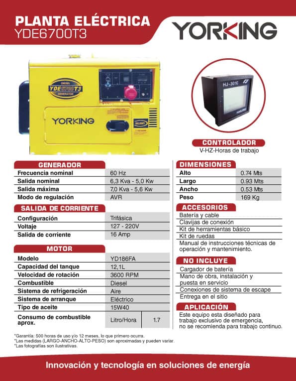 Planta Eléctrica Yorking 5,0 KW Diesel