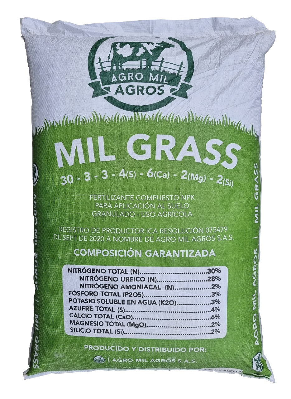 Fertilizante Mill Grass 30-3-3-4(S)-6(Ca)-2(Mg)-6(Si)