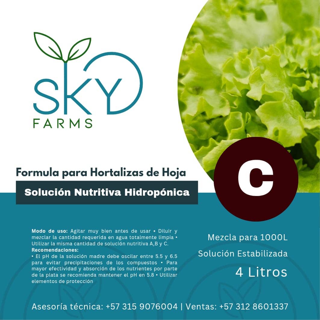 Solución Nutritiva Hidroponía A, B y C 1:1:1 para hortalizas de hoja