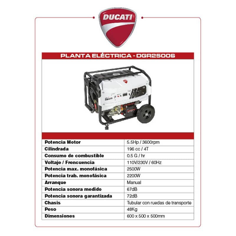 Planta Eléctrica Ducati 2200W | Compacta y Potente
