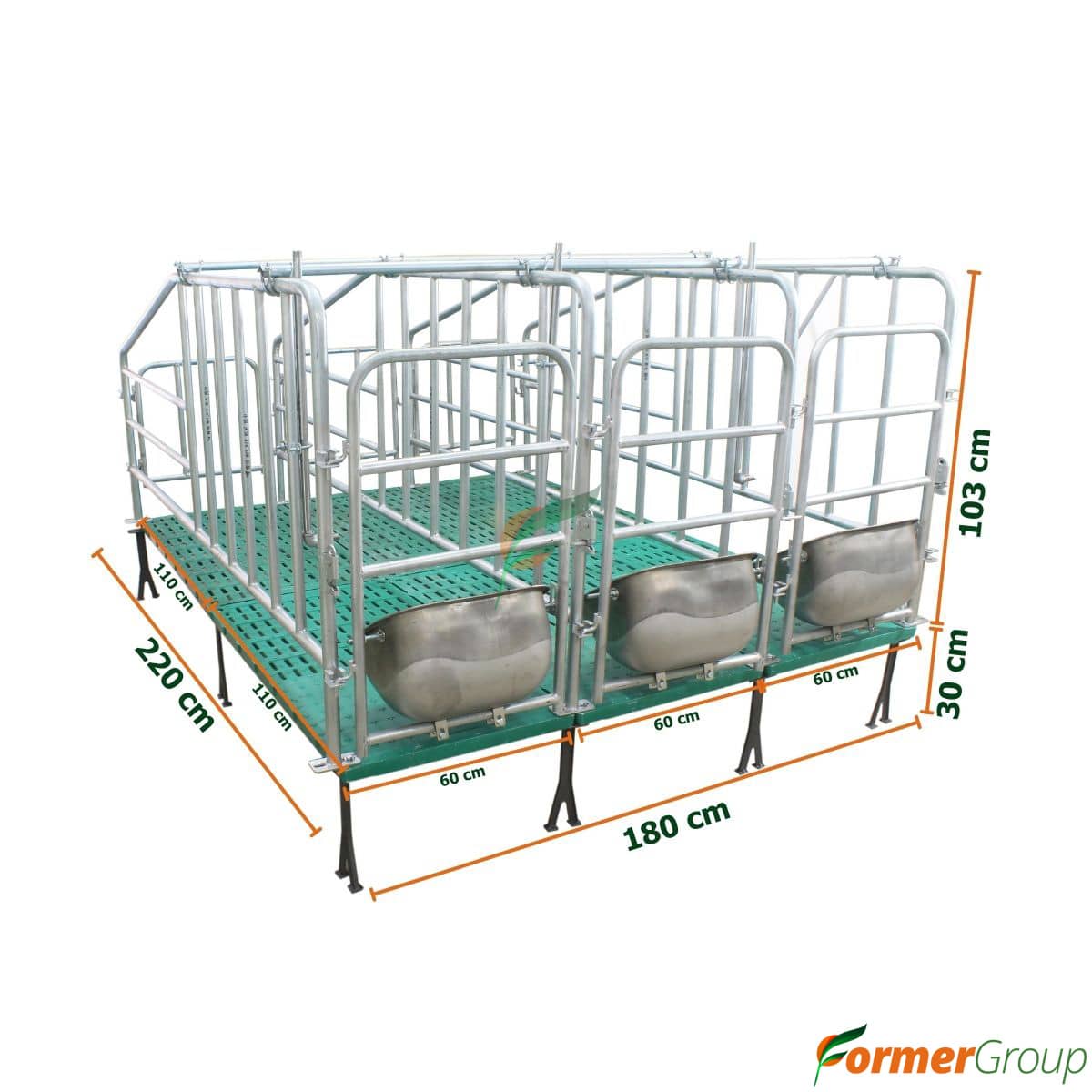 Jaula de Gestación 3 Cerdas Acero Galvanizado + Piso BMC