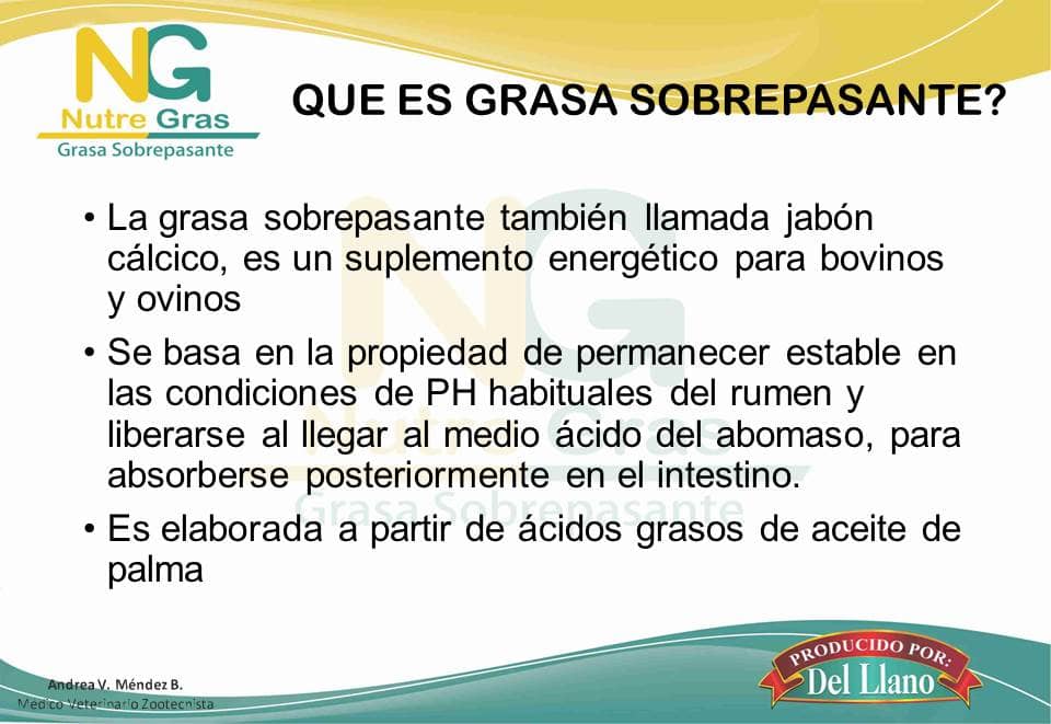 Suplemento alimenticio NutreGras - Grasa Sobrepasante