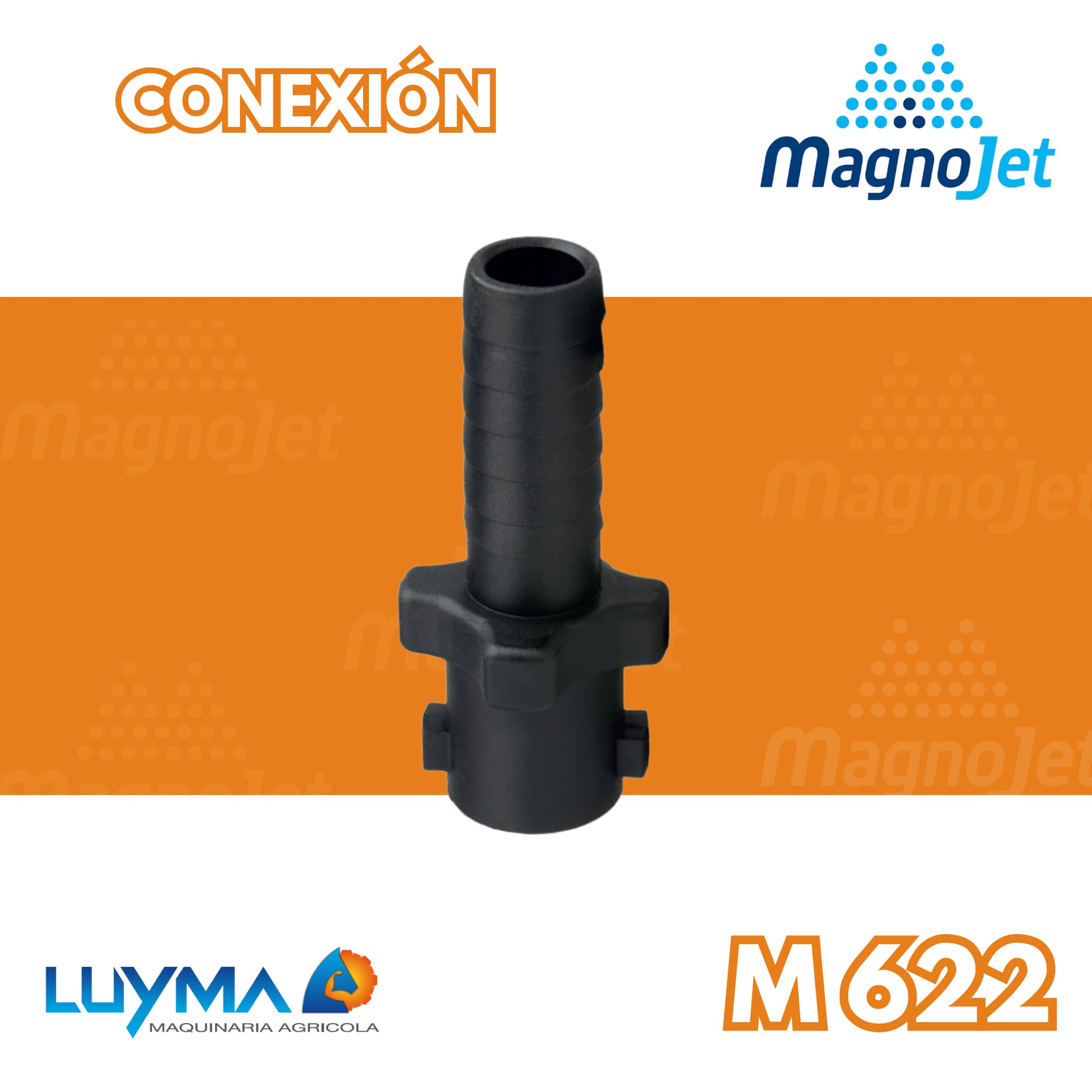 Conexión Recta Magnojet 1/4 Gas p/Manguera 1/2 | M622