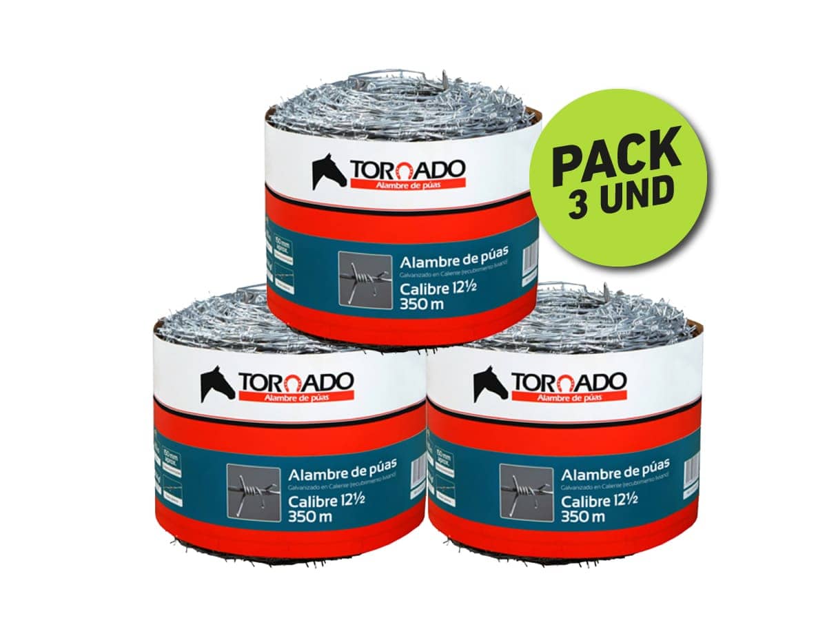 Alambre de Púas C12.5 x 350m x 3 Und - Tornado | Alta Resistencia