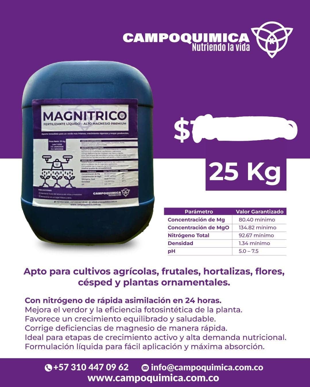 Magnítrico Campoquímica 25 kg — Fertilizante sólido con magnesio