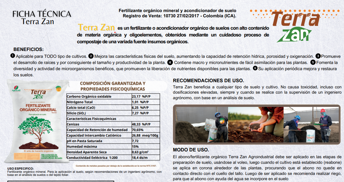 Abono orgánico Terra Zan Agrícola X50 Kg