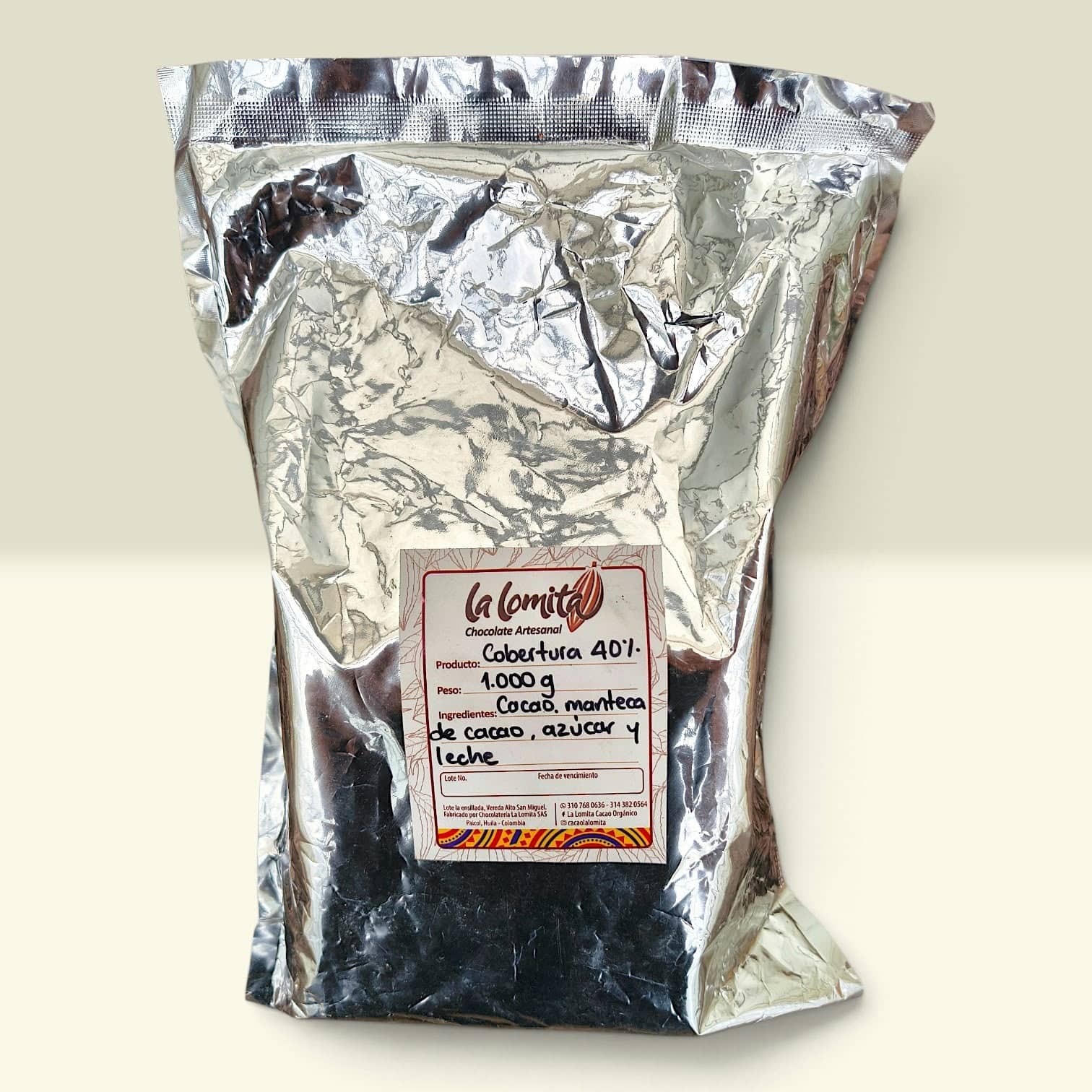 Cobertura de Chocolate al 40 % La Lomita – 1.000 g