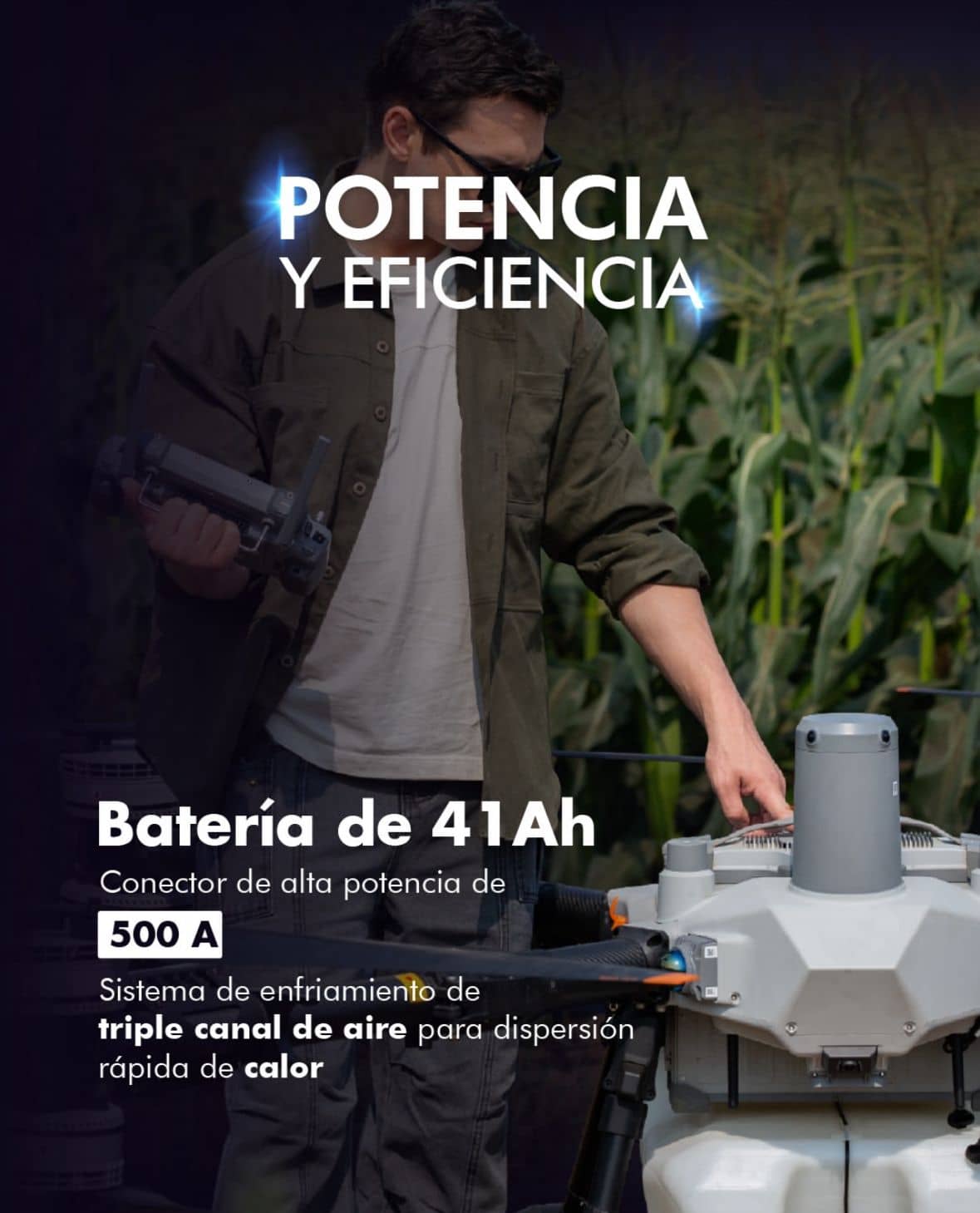 Dron agrícola DJI AGRAS T100 para grandes extensiones