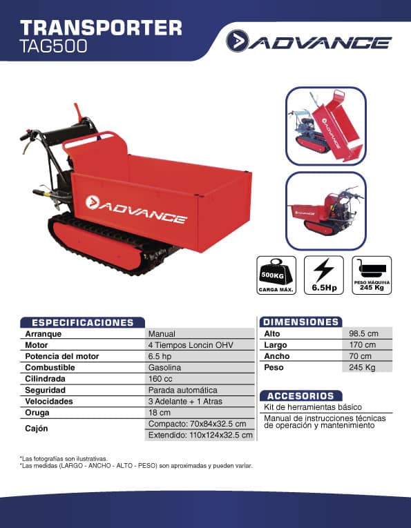 Transporter Oruga mini Dumper - Advance