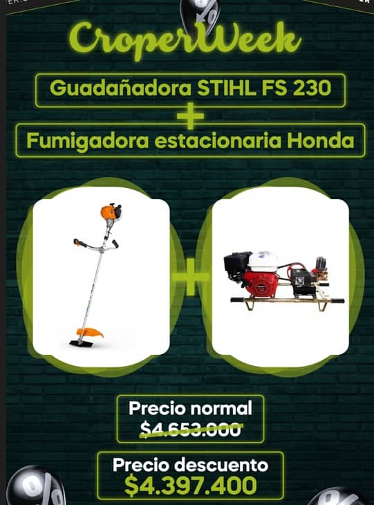 Guadañadora STIHL FS 230 + Fumigadora estacionaria Honda