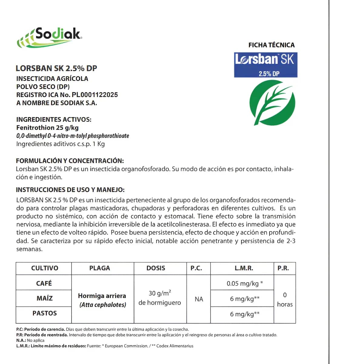 Lorsban SK 2.5%DP x Kilogramo