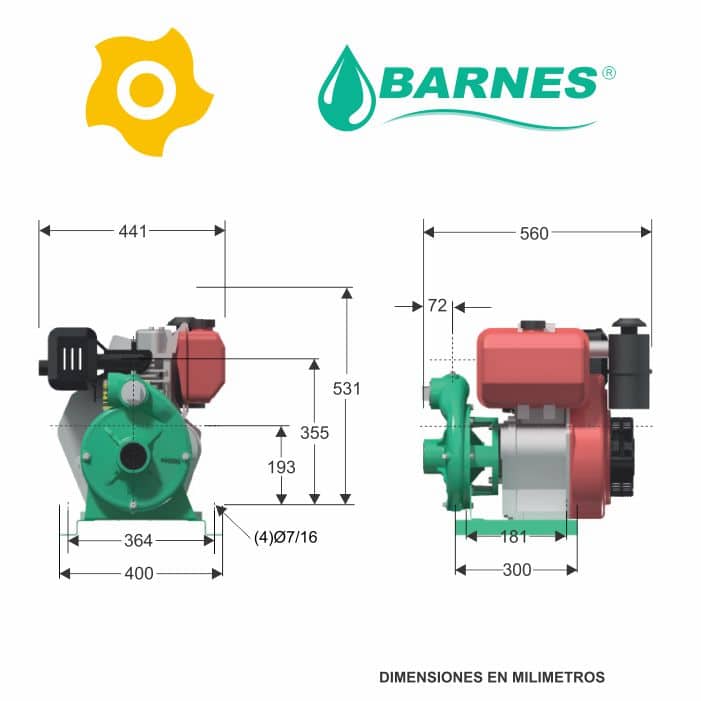 Motobomba alta presión 2x2 - 10 Hp - Barnes