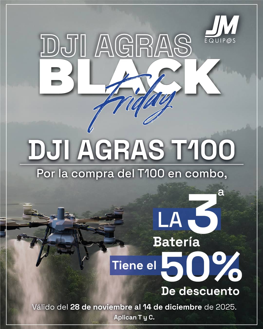 DJI AGRAS T100 Kit: 1 Dron + 3 Baterías + Cargador